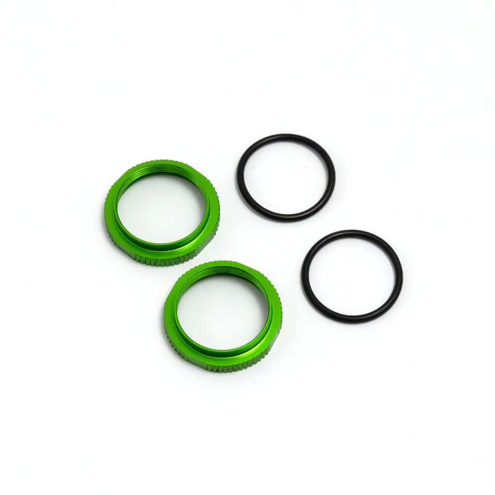TKR6013BG – Shock Adjustment Nuts (short, aluminum, GREEN ano, 2pcs)