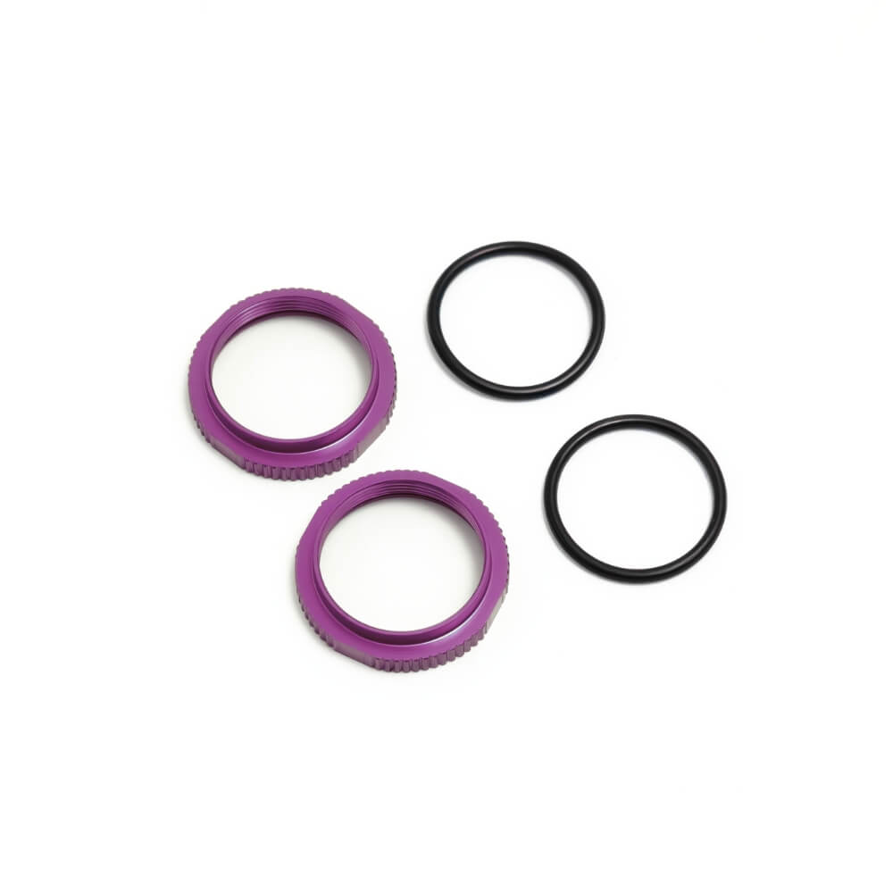 TKR6013BP – Shock Adjustment Nuts (short, aluminum, PURPLE ano, 2pcs)