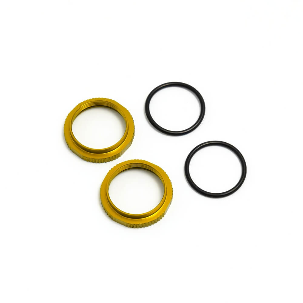 TKR6013BY – Shock Adjustment Nuts (short, aluminum, YELLOW ano, 2pcs)