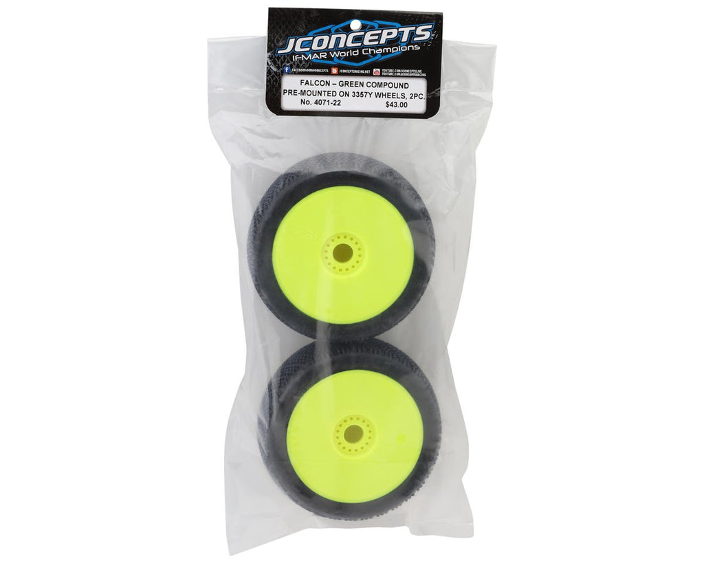 JConcepts Falcon Pre-Mounted 1/8th Buggy Tires (2) (Green) image 6