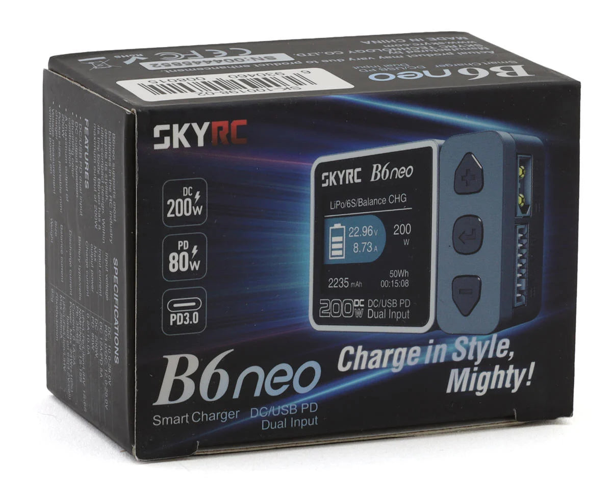 SkyRC B6Neo LiPo/LiHV/LiFe DC Battery Charger (6S/10A/200W) (Grey/Black)