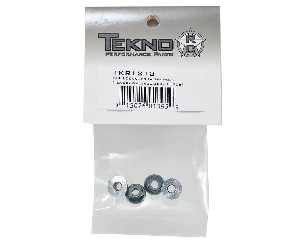 TKR1213 – M4 Locknuts (aluminum, flanged, GM ano, serrated, 4pcs)