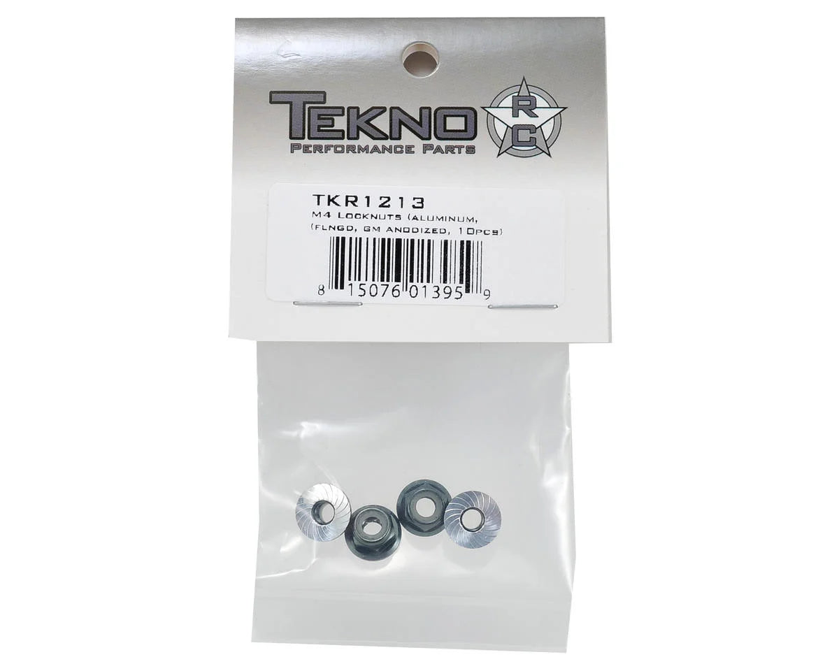 TKR1213 – M4 Locknuts (aluminum, flanged, GM ano, serrated, 4pcs)