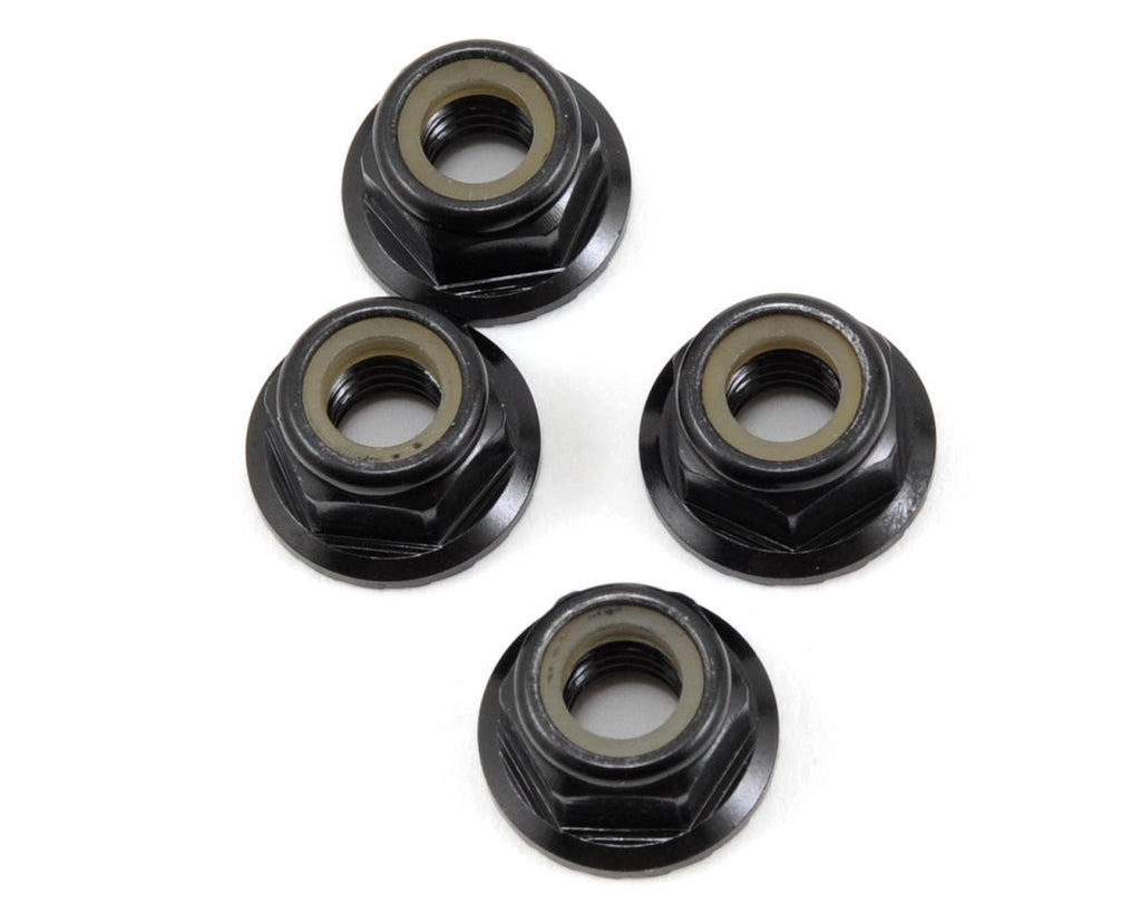 TKR1215 – M5 Locknuts (aluminum, flanged, serrated, black, 4pcs)