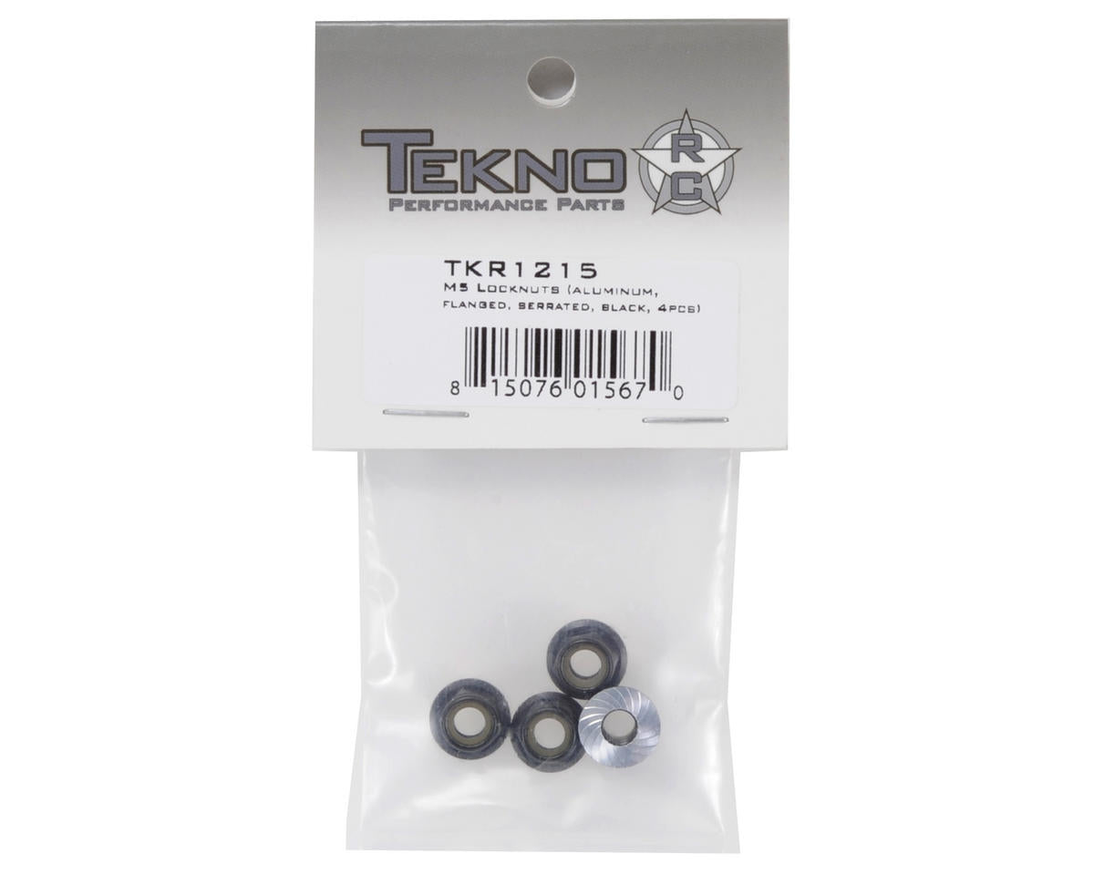 TKR1215 – M5 Locknuts (aluminum, flanged, serrated, black, 4pcs)