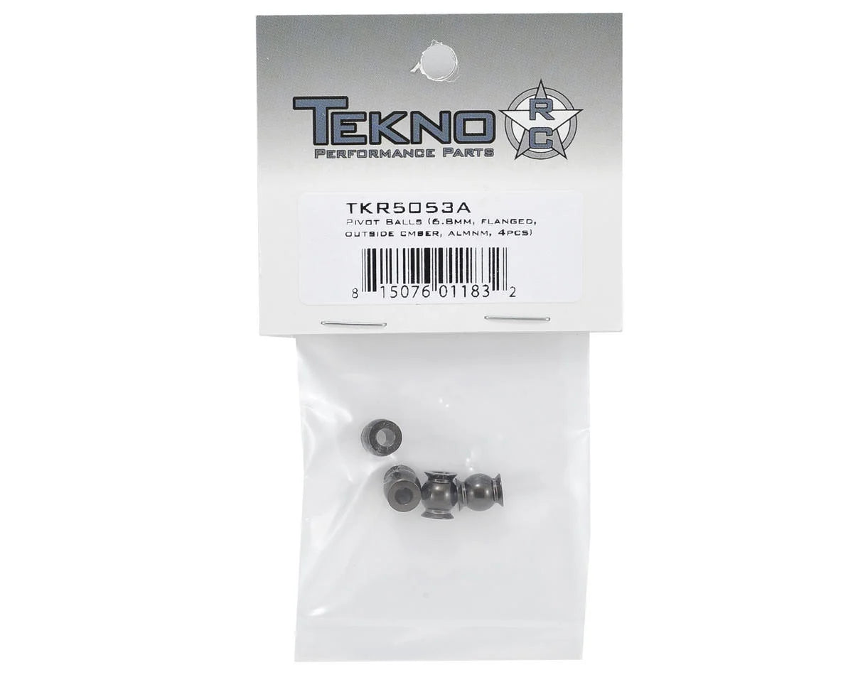 TKR5053A – Pivot Balls (6.8mm, flanged, outside camber, aluminum, 4pcs)