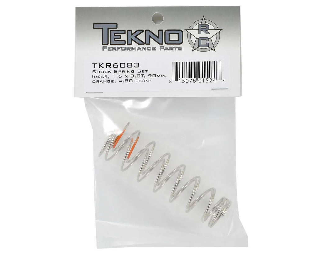 TKR6083 – Shock Spring Set (rear, 1.6×9.0T, 90mm, orange, 4.80 lb/in)