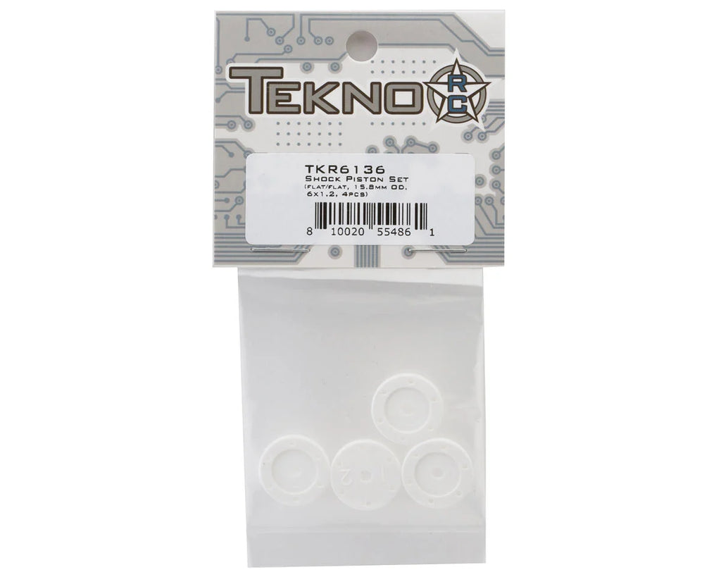 TKR6136 - Tekno RC 16mm Flat/Flat Shock Pistons (4) (6x1.2mm)