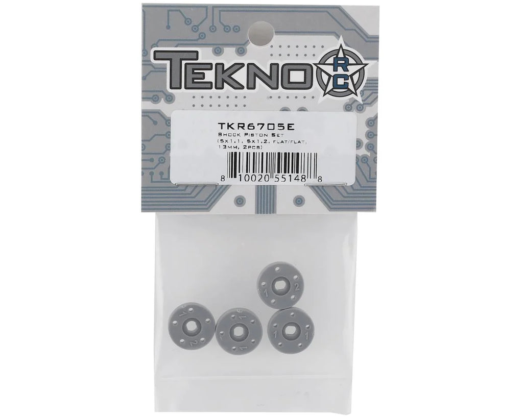 TKR6705E – Shock Piston Set (5×1.1, 5×1.2, flat/flat, 13mm, 4pcs)