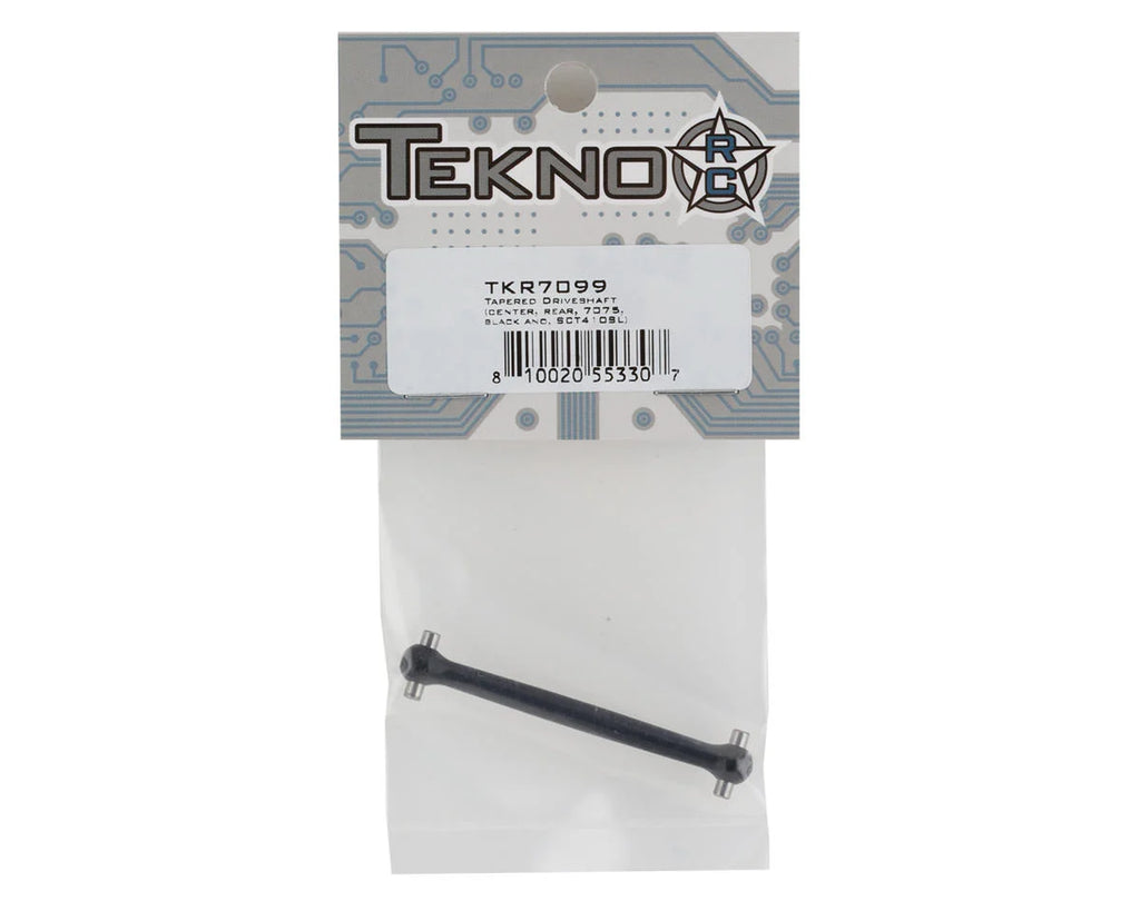 TKR7099 – Tapered Driveshaft (center, rear, 7075, black ano, SCT410SL)