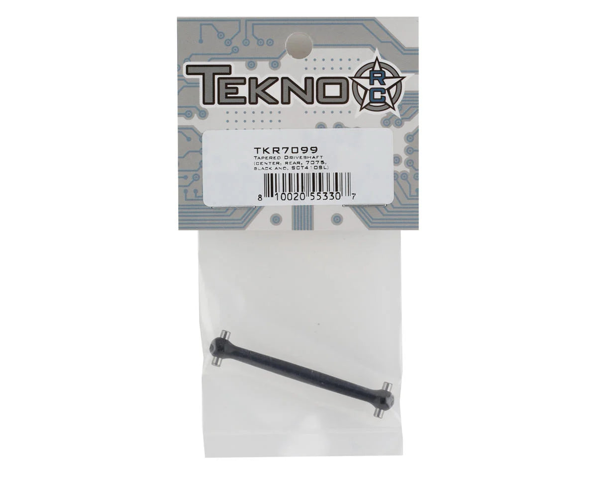 TKR7099 – Tapered Driveshaft (center, rear, 7075, black ano, SCT410SL)