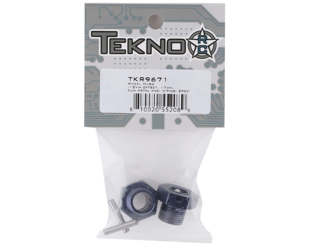 TKR9671 – Wheel Hubs (+2mm offset, 17mm, gun metal ano, w/pins, 2pcs)